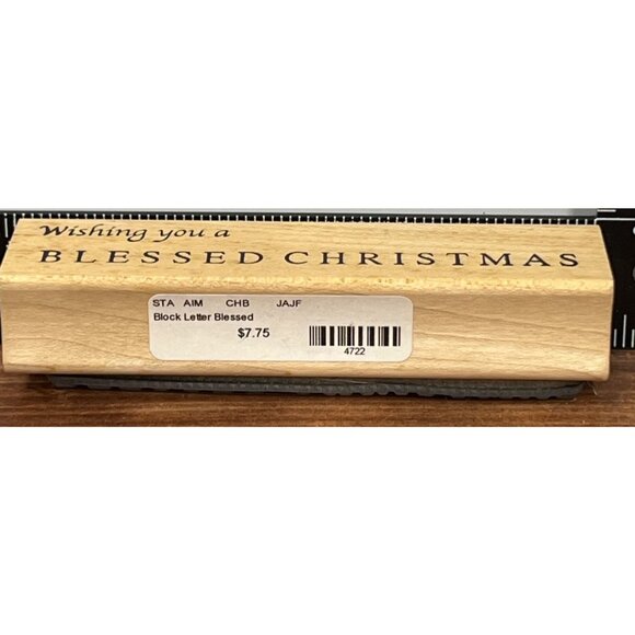 2014 ART IMPRESSIONS H-2776 WOOD MOUNTED RUBBER STAMP BLESSED CHRISTMAS - Picture 3 of 4